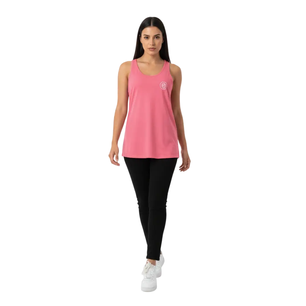 Sleek racerback tank in soft pink from Redtorn Australian clothing brand