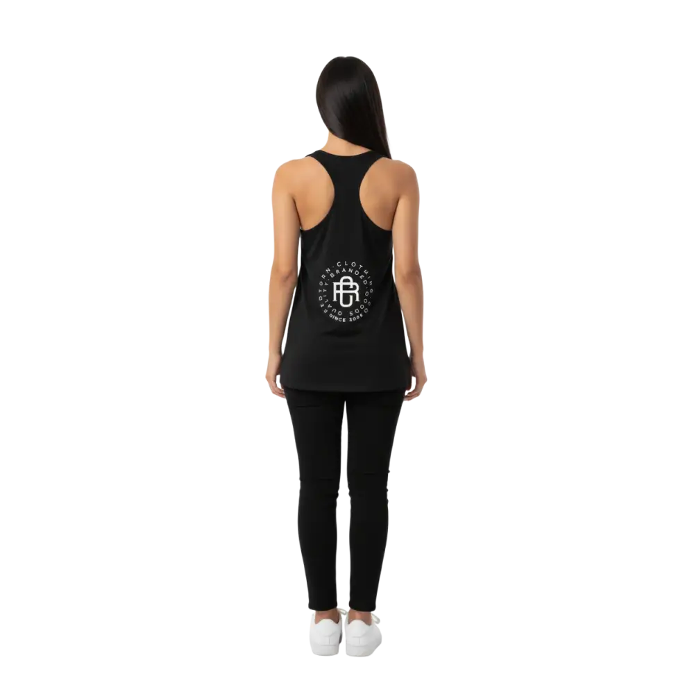 Redtorn signature logo womens racerback tank with white circular back design