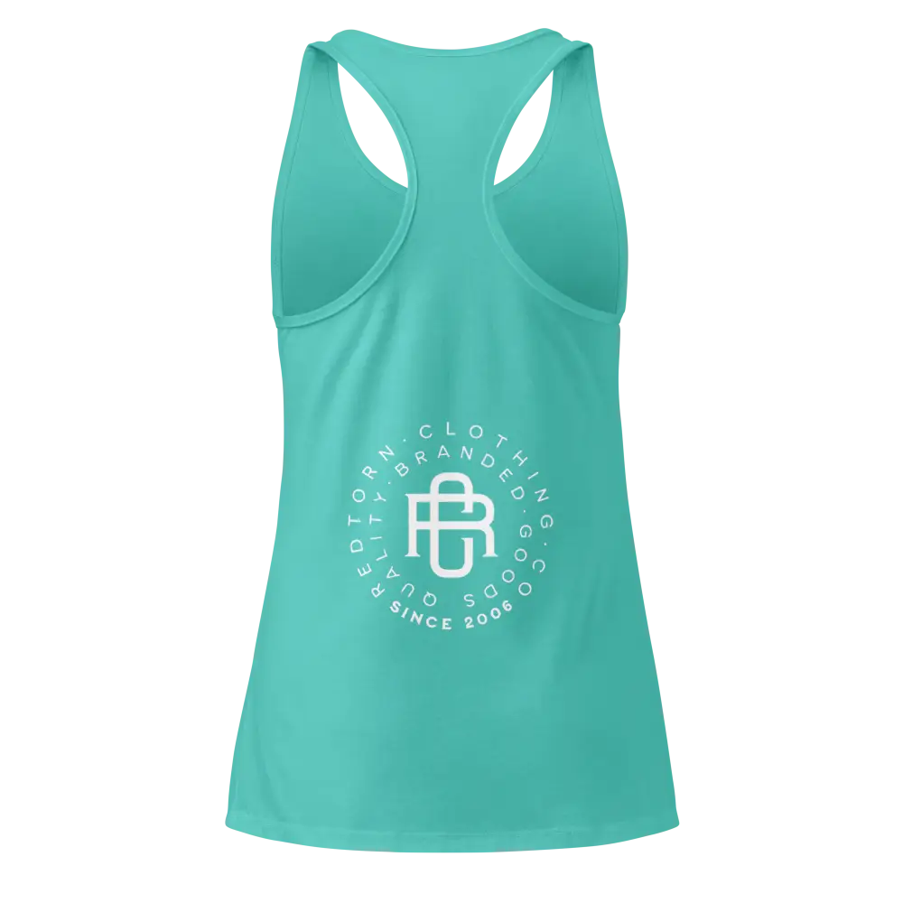 Mint green womens racerback tank with Redtorn signature logo