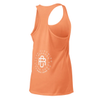 Redtorn signature logo racerback tank in orange with white text design