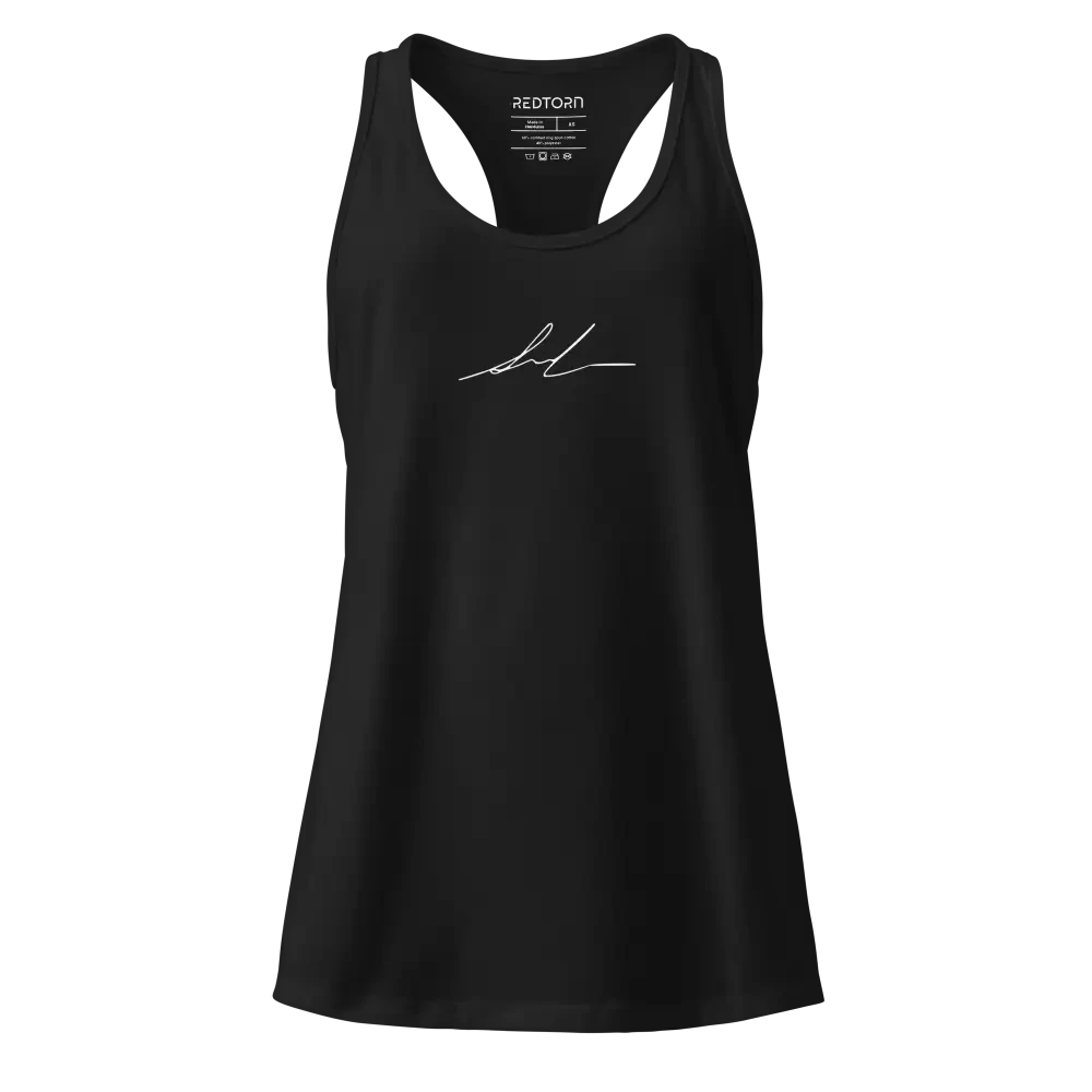 Black Redtorn signature logo racerback tank in womens apparel