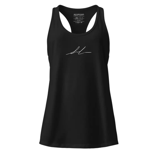 Redtorn Signature Series Racerback Tank: Black with white logo, ultimate comfort