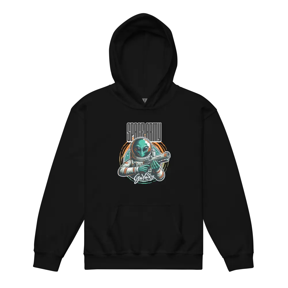 Black Space Cadet Alien Astronaut Kids Graphic Hoodie