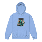 Light blue alien astronaut kids graphic hoodie with Space Jam text