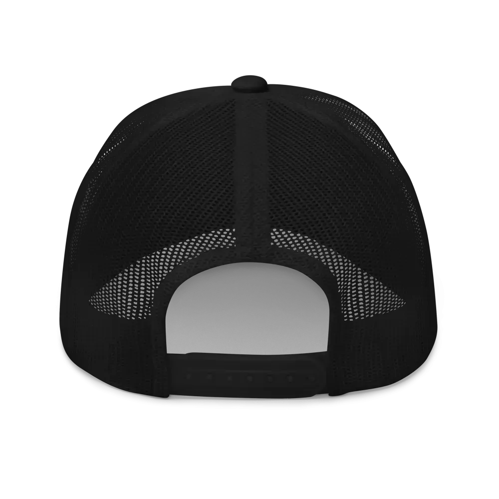 Redtorn embroidered logo mesh trucker cap with black mesh and adjustable strap