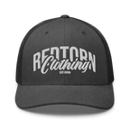 Redtorn embroidered logo mesh trucker cap in charcoal gray