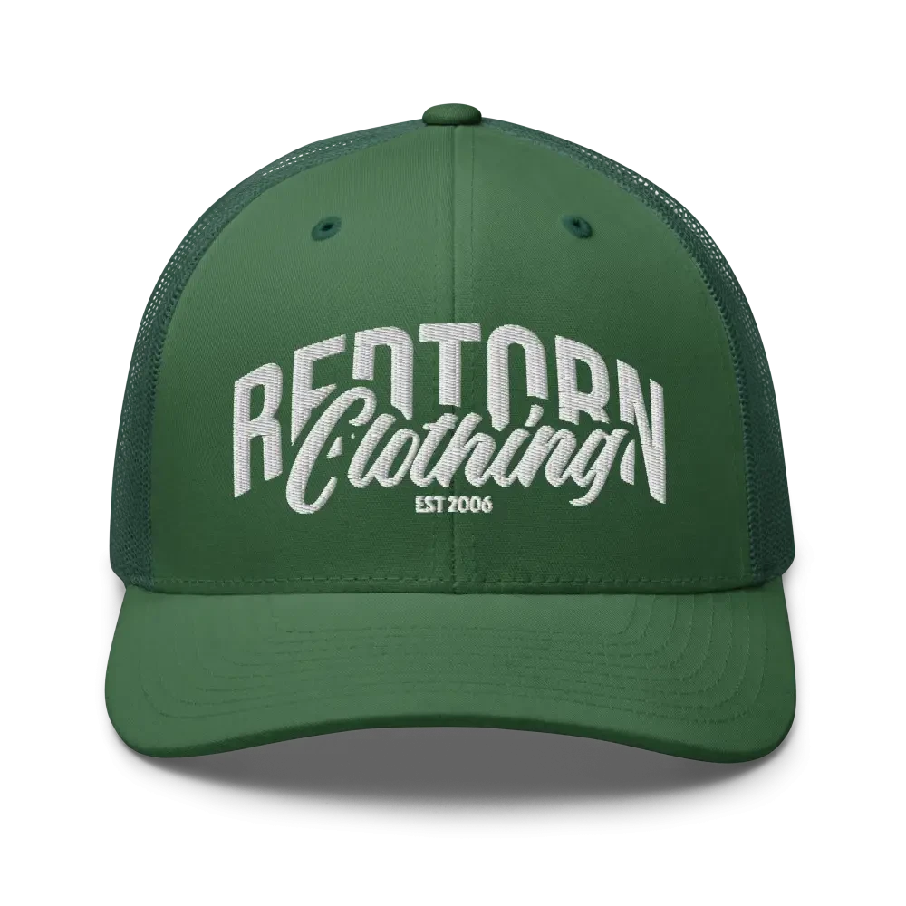 Green Redtorn embroidered logo mesh trucker cap, unisex headwear