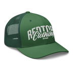 Green Redtorn mesh trucker cap with embroidered logo, unisex headwear