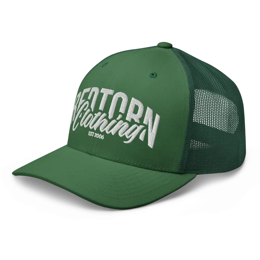 Green Redtorn embroidered logo mesh trucker cap, unisex headwear