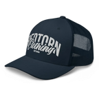 Navy blue mesh trucker cap with Redtorn embroidered logo and establishment year