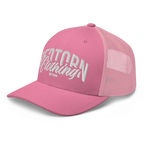 Pink Redtorn mesh trucker cap with embroidered torn clothing logo