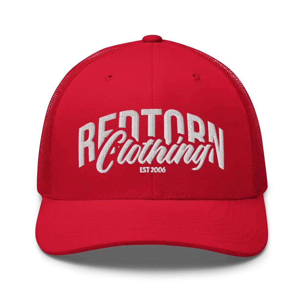 Redtorn Embroidered Logo Mesh Trucker Cap with white logo