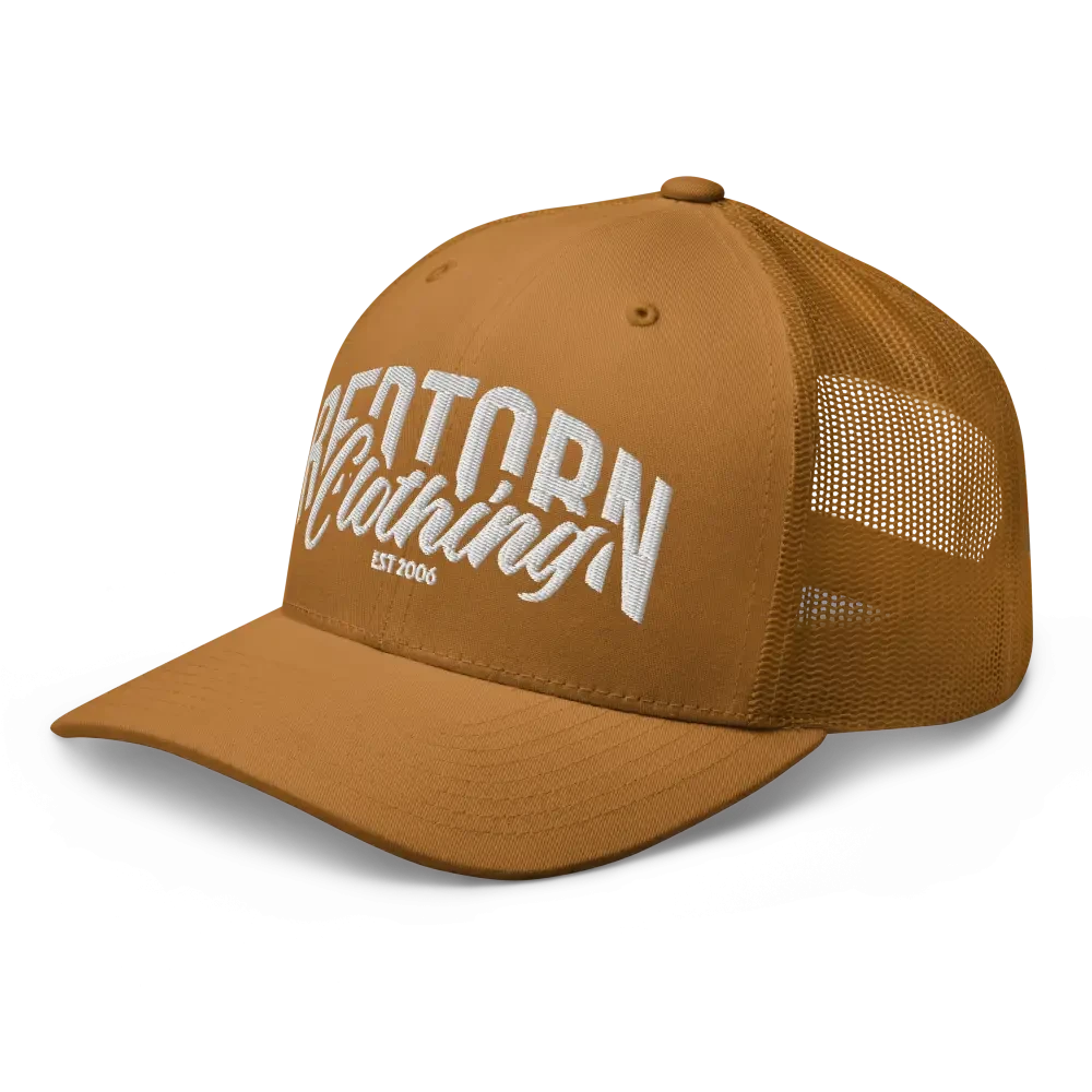 Redtorn embroidered logo mesh trucker cap with Retour Clothing design