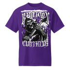 Purple Skull Graphic Tee with Resurrection Clothing, Mens Rock Out Classic