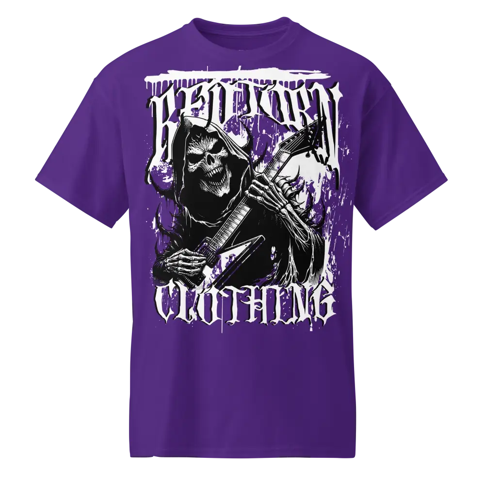 Purple Skull Graphic Tee with Resurrection Clothing, Mens Rock Out Classic