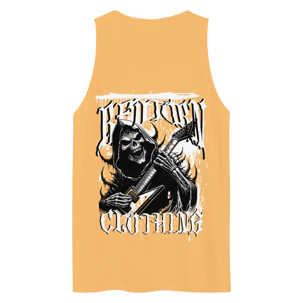 Rock out grim reaper mens premium tank top with skull guitar design