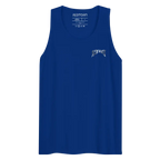Royal blue mens premium tank top with grim reaper redtoh logo