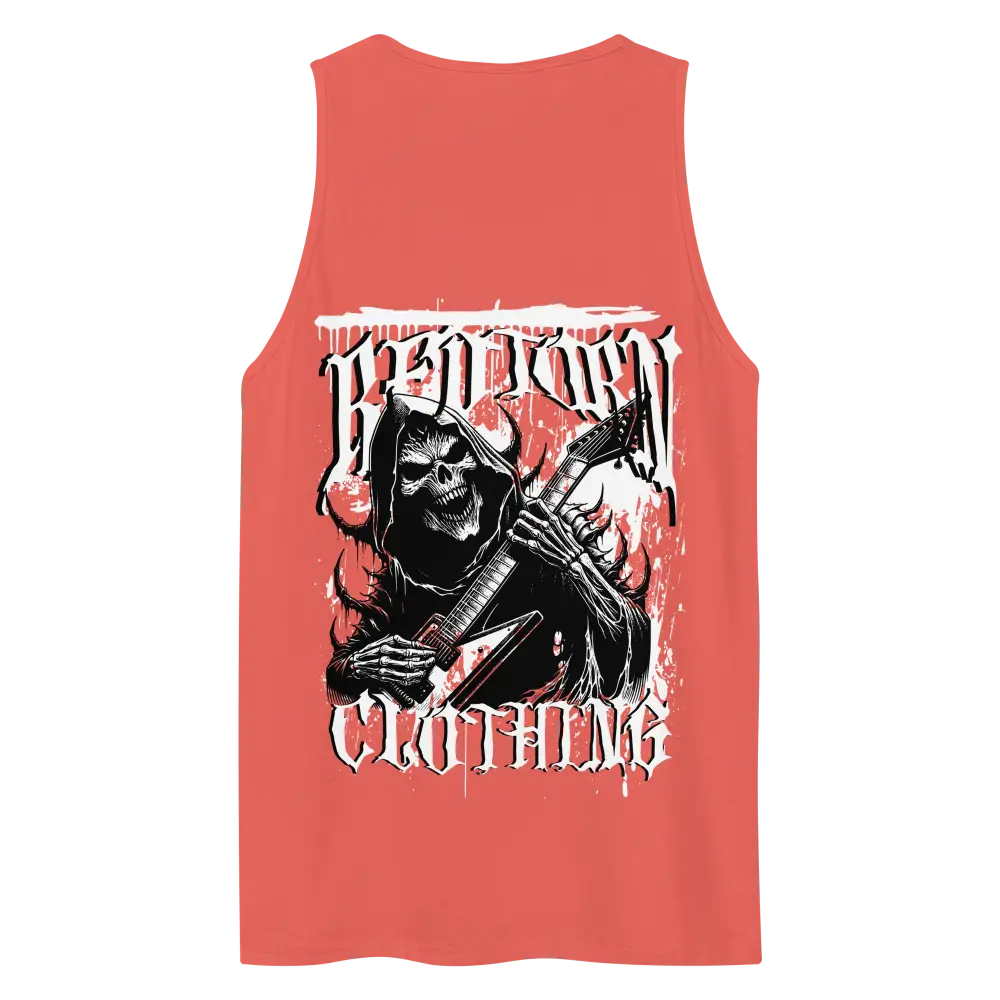 Mens premium tank top with grim reaper skull design and Bastard Clothing text