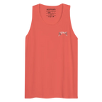 Mens premium tank top with coral grim reaper rock out graphic