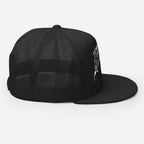 Reapers Gothic Logo Trucker Cap: black mesh unisex headwear with white graphic