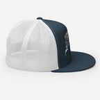 Navy blue and white mesh Reapers Gothic Logo trucker cap