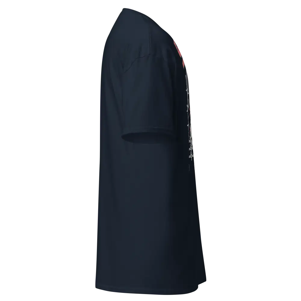 Navy blue savage dog graphic tee with red white accents Nike unisex adult