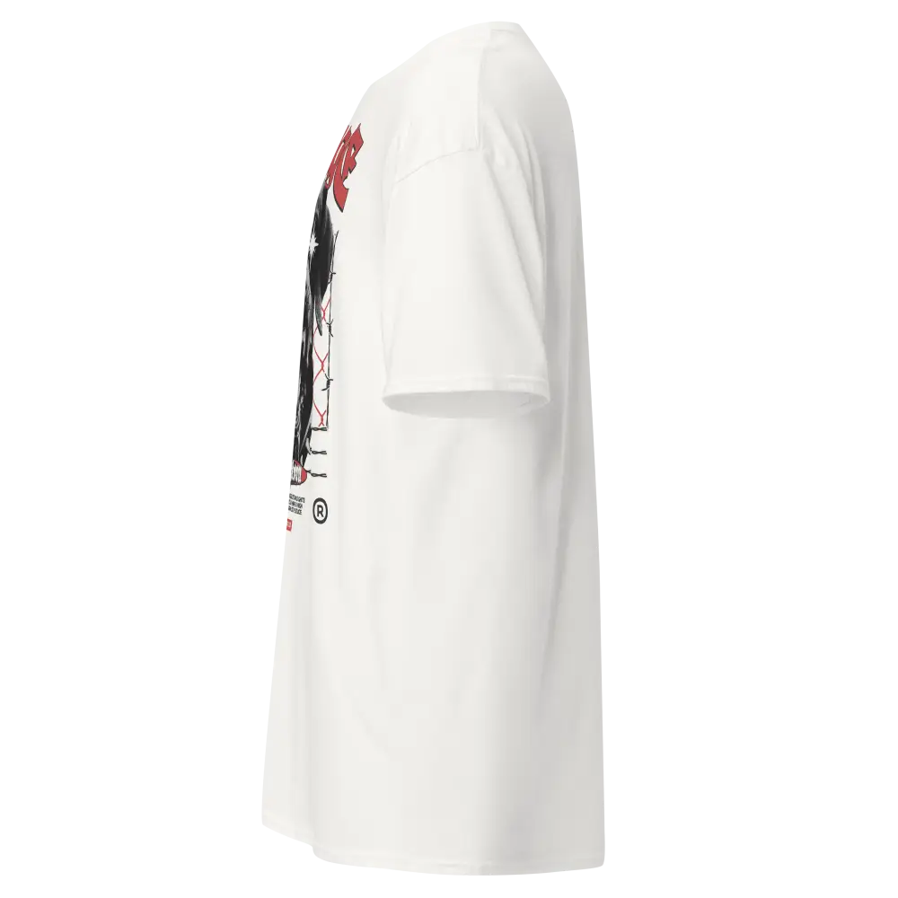 Savage Dog Graphic Tee: Unisex Adult Tee with Red Rose Back Design