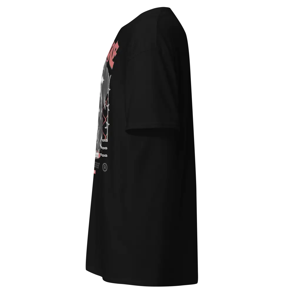 Black leather jacket with Savage Dog Graphic Tee unisex adult tee