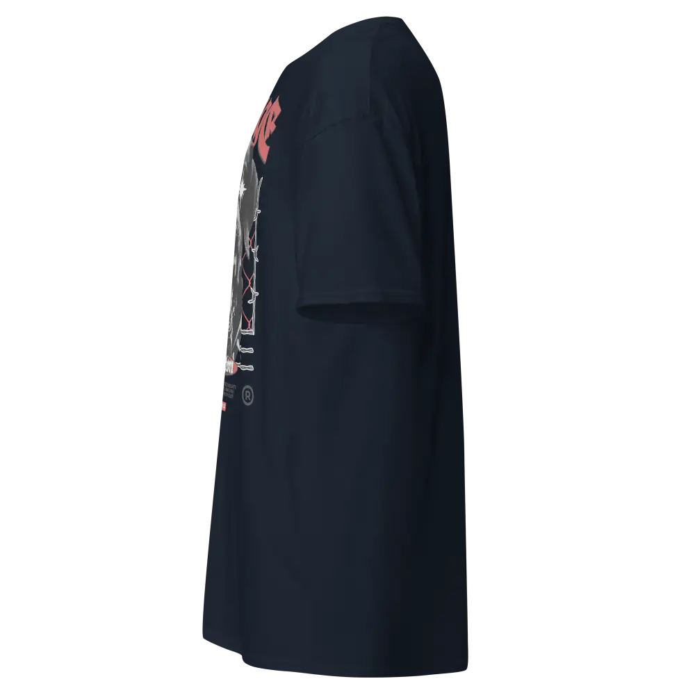 Savage Dog graphic tee with navy blue hoodie and kangaroo pocket