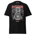 Savage Dog Graphic Tee: black unisex adult tee with red savage dog print
