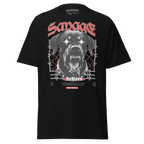Savage Dog Graphic Tee: black unisex adult tee with red savage dog print