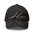 Signature Logo Flexi Fit Baseball Cap in camouflage with white design
