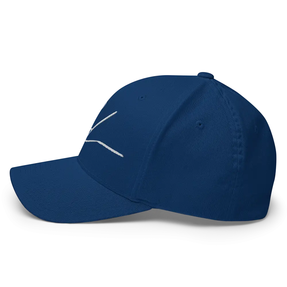 Royal blue Signature Logo Flexi Fit baseball cap with adjustable strap and curved brim
