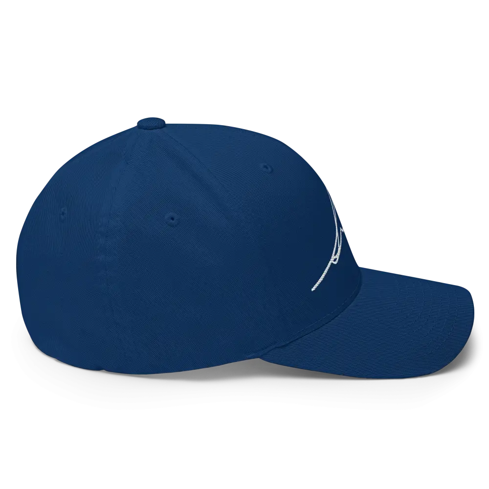 Royal blue flexi fit baseball cap with white signature logo