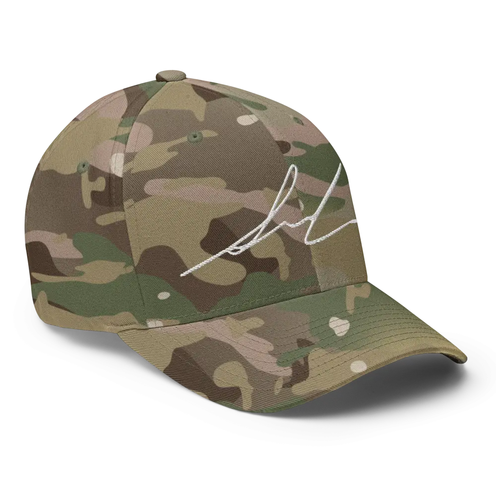 Signature Logo Flexi Fit Baseball Cap with Camouflage Design
