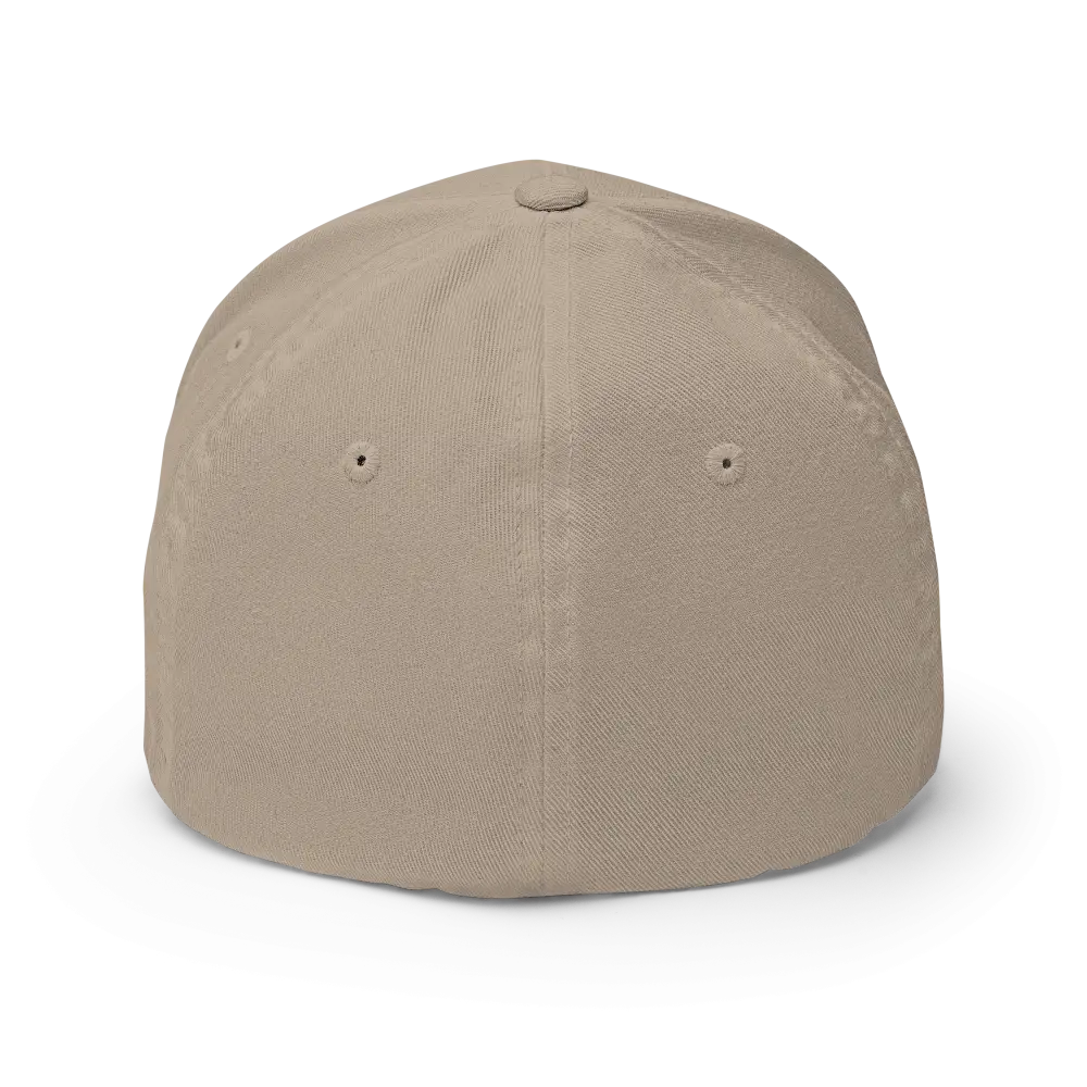 Beige Signature Logo Flexi Fit Baseball Cap with adjustable strap
