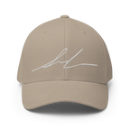 Beige flexi fit baseball cap with white signature logo design