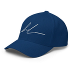 Blue flexi fit baseball cap with white signature logo design