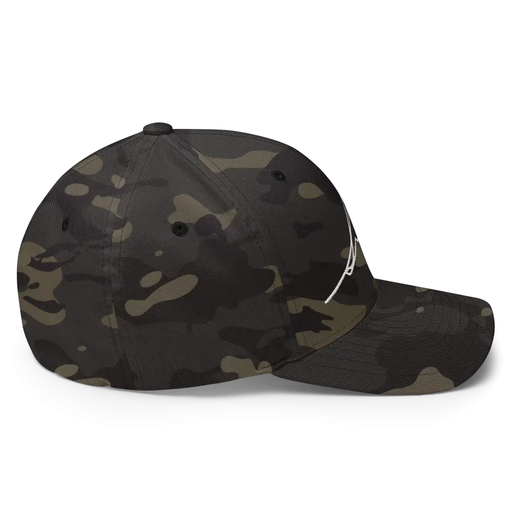 Signature Logo Flexi Fit Baseball Cap in camouflage with adjustable strap