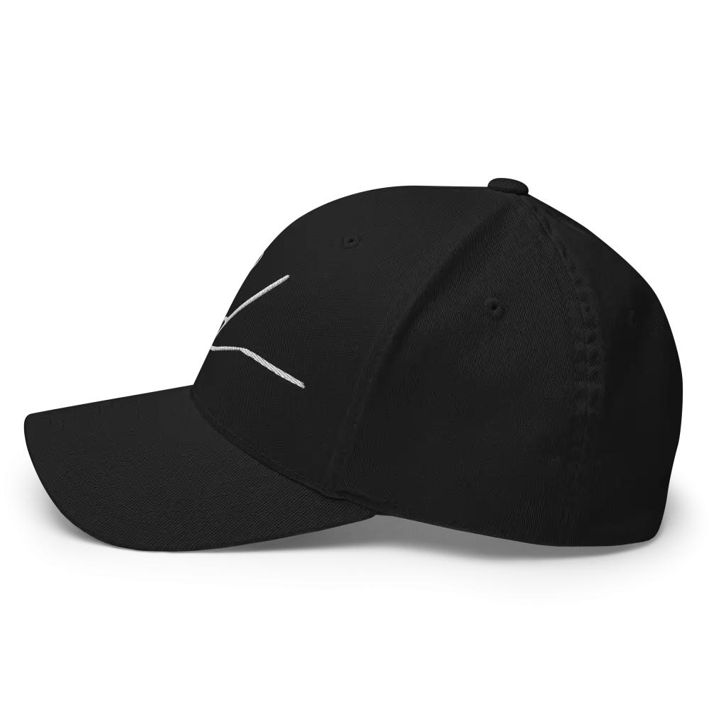 Signature Logo Flexi Fit Baseball Cap in black with white logo