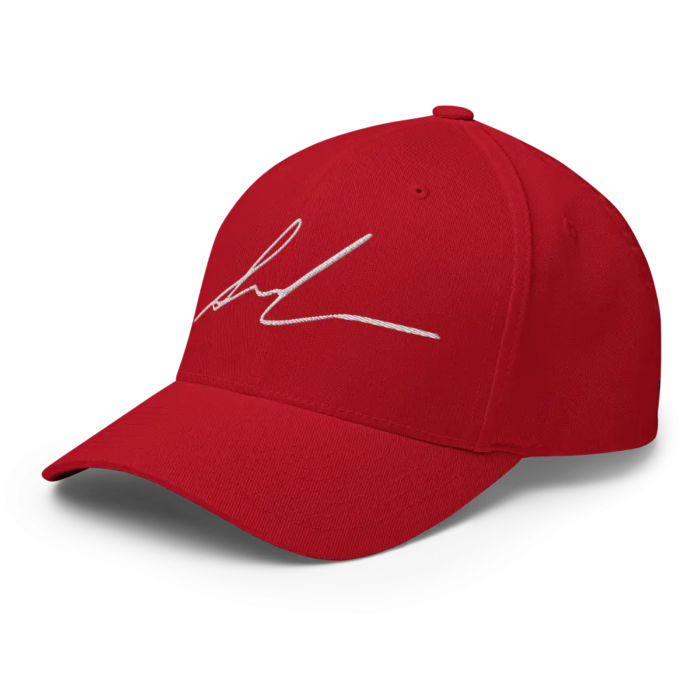 Red Flexi Fit Baseball Cap with White Signature Logo Design