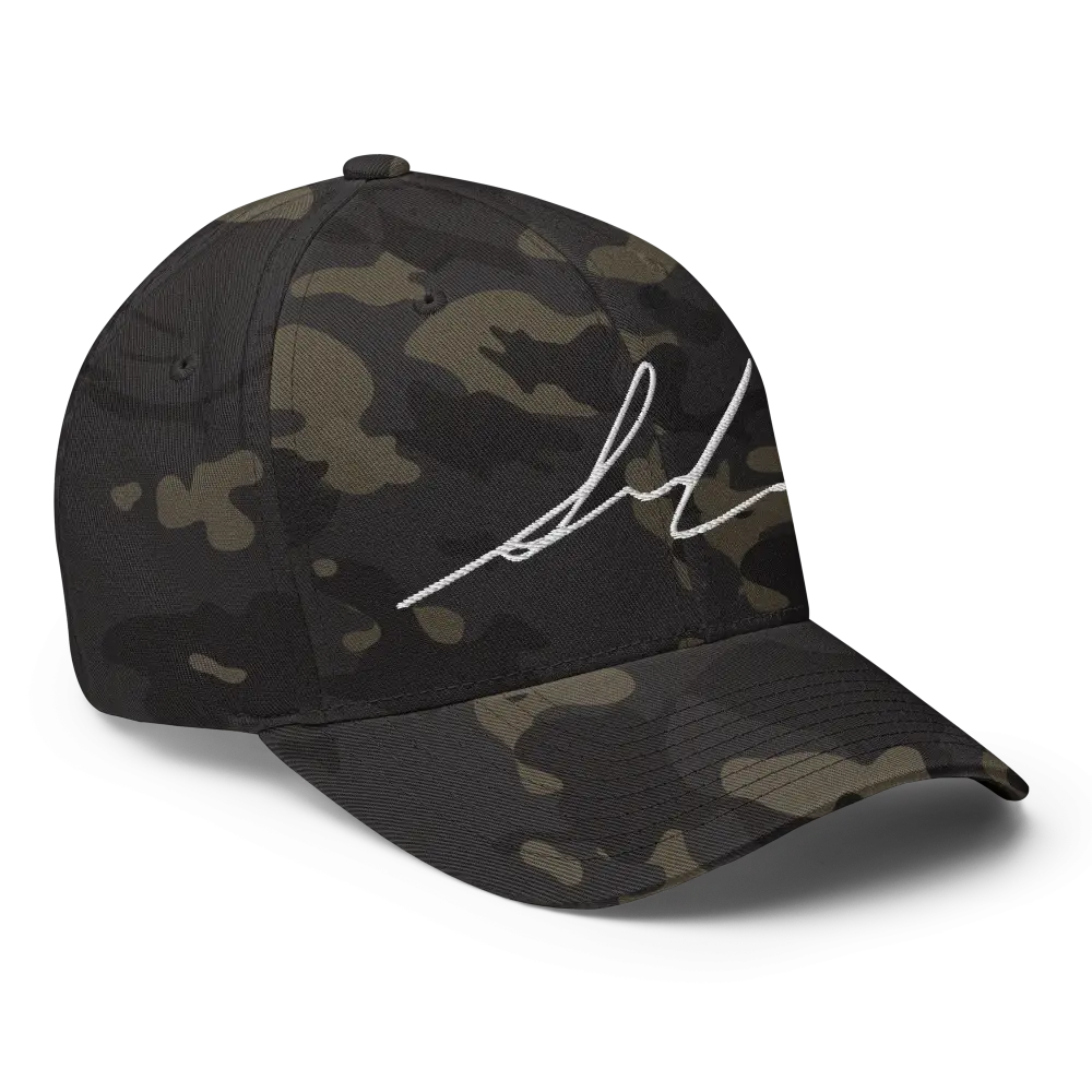 Signature Logo Flexi Fit Baseball Cap in Camouflage