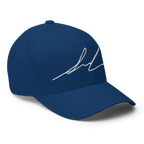 Blue Nike flexi fit baseball cap with white signature logo design