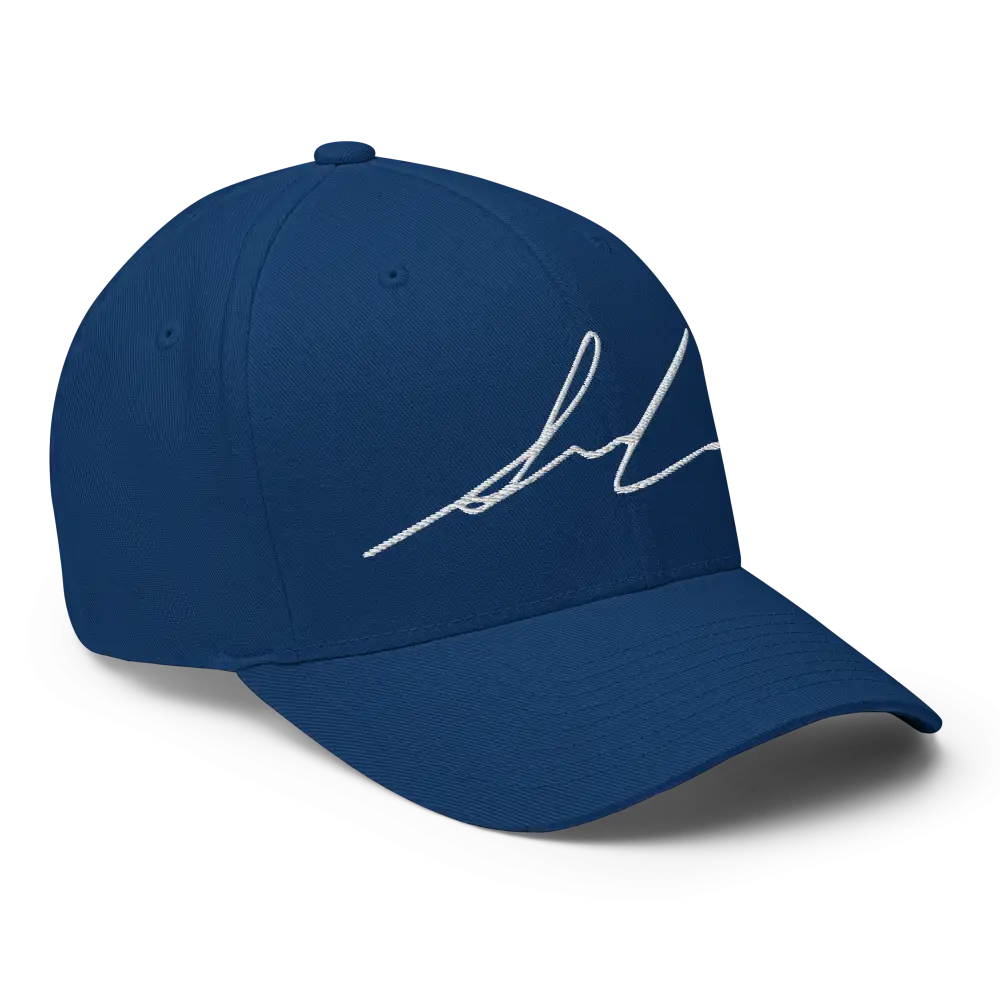 Blue Nike flexi fit baseball cap with white signature logo design