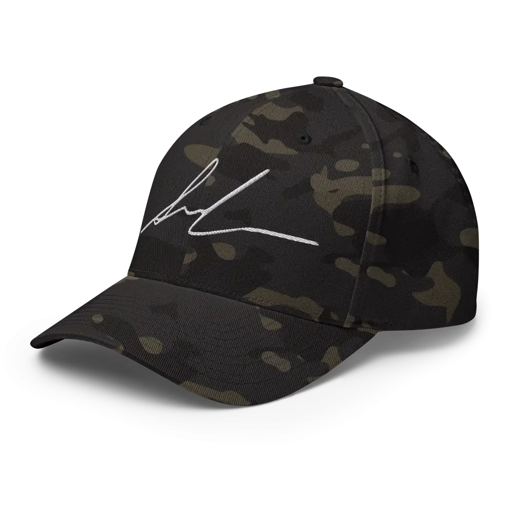 Black Signature Series Flexi-Fit Baseball Cap with camouflage pattern
