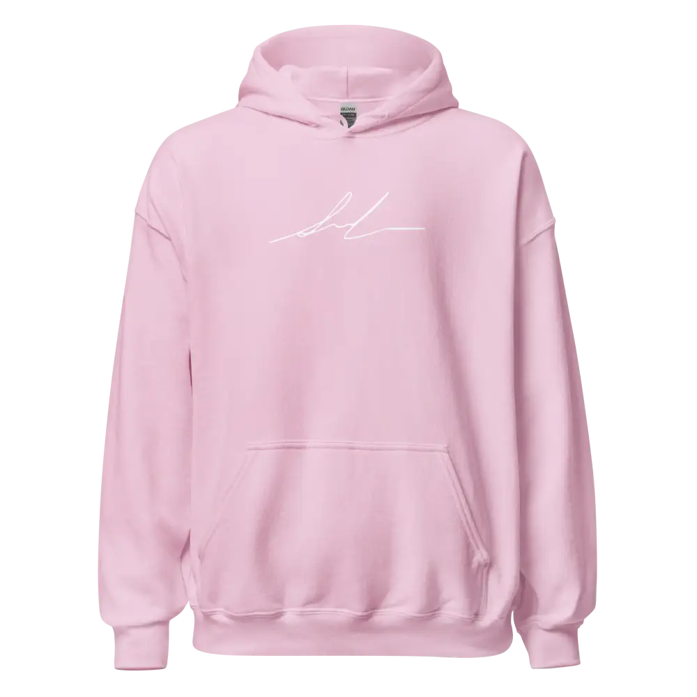 Light pink Redtorn Signature Series street wear hoodie with soft cotton and white design