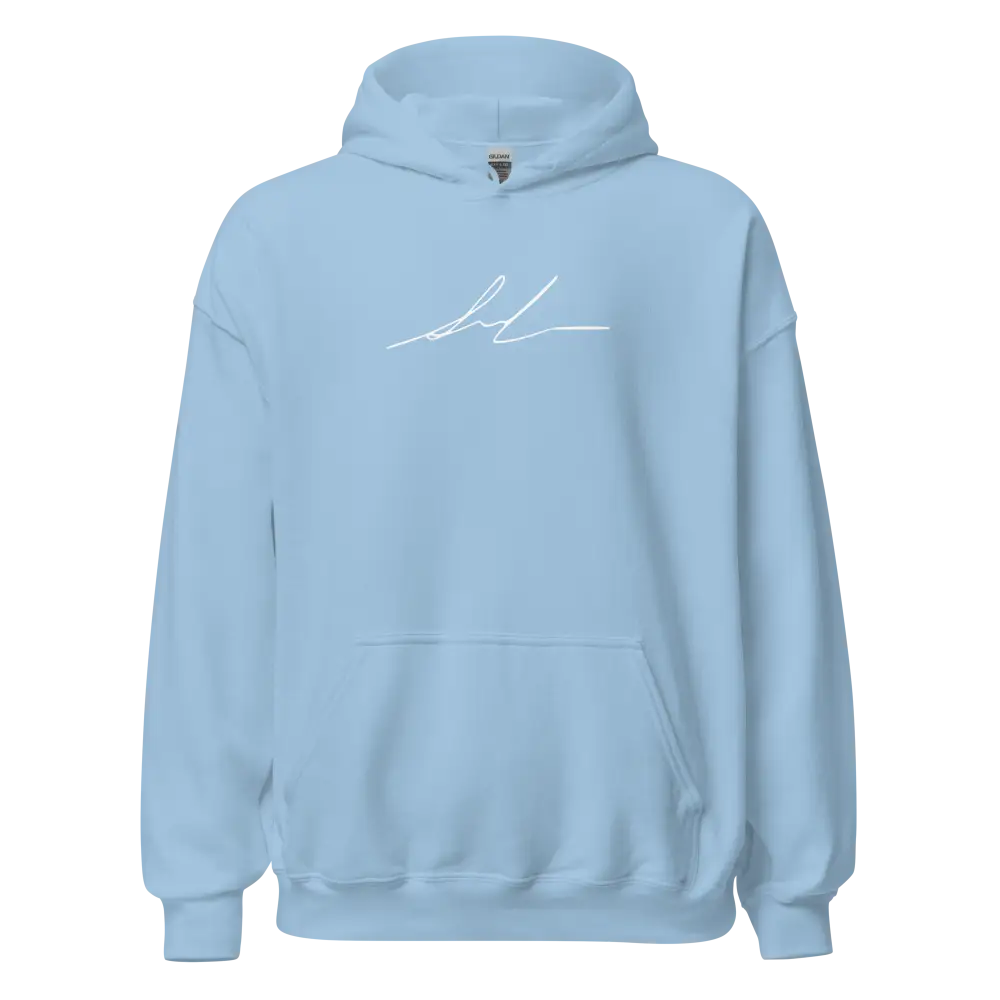 Redtorn Signature Series light blue street wear hoodie with white chest design