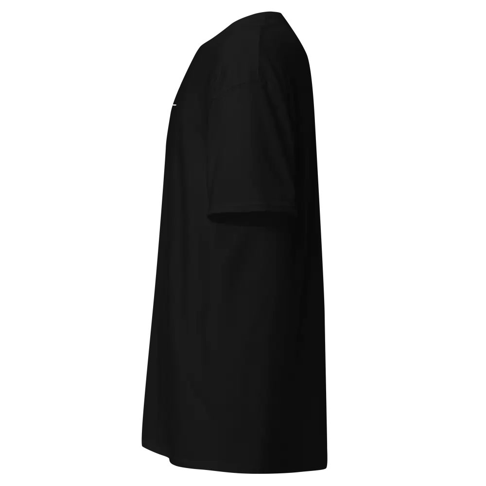 Cotton unisex classic tee with black leather jacket details