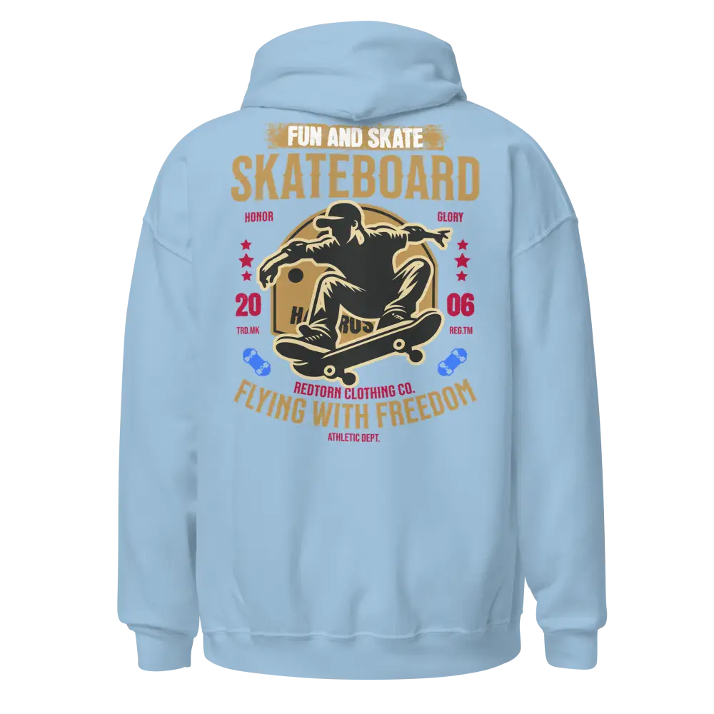 Light blue Flying with Freedom unisex adult skater street wear hoodie