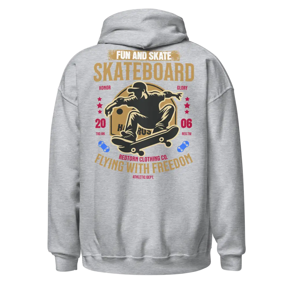 Light gray 2006 skater street wear hoodie with Flying with Freedom unisex adult design